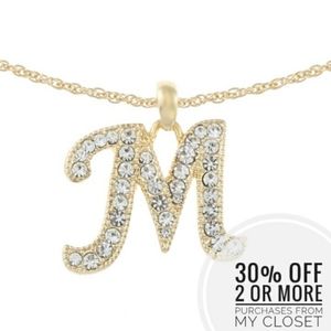 ⚡M Initial Cubic Zirc. Pendant Necklace w Earrings